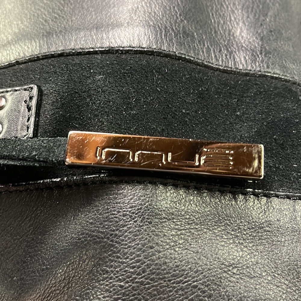 INNUE Career/Travel Black Leather/Suede Stud Accent Top Handle Long Strap Purse - Picture 11 of 16